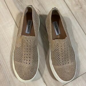 Steve Madden gold slip on tennis shoes